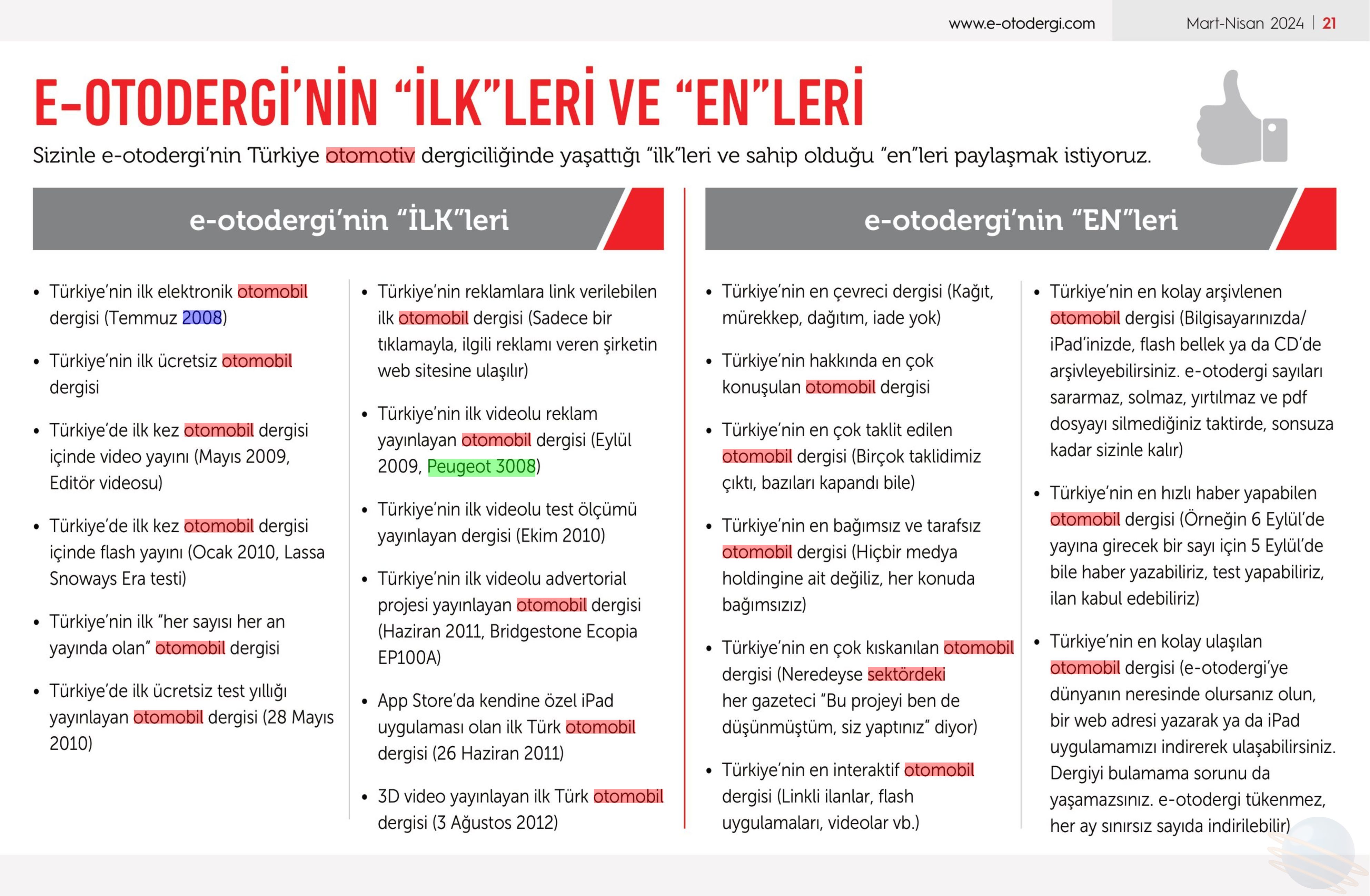 E-OTODERGI NİN İLK LERİ VE EN LERİ - MTM Medya Takip Merkezi